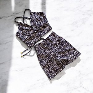 Conjunto Shorts Empina e Cordinha Cintura Alta Onça