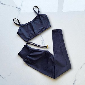 Conjunto Calça Empina e Cordinha Premium Compressão Preto Luxo