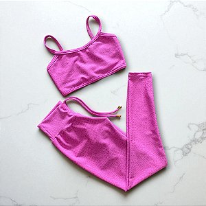 Conjunto Calça Empina e Cordinha Cintura Alta Jacquard Penélope