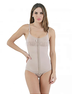 MACOM - CINTA TIPO MAIÔ MODELADORA C/ FECHAMENTO FRONTAL PRETO - P