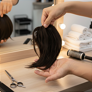 Franja Postiça / Aplique Cabelo Natural 15 cm