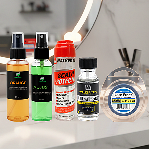 Kit Profissional - Removedores Adjust E Orange 60ml + Scalp Protector + Cola Ultra Hold 15ml+ Fita Azul Lace Front 3m x 1.9 cm