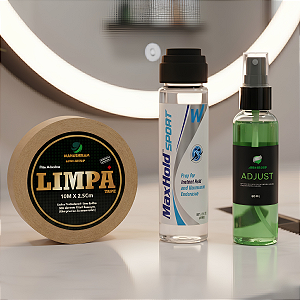 Kit Fixação Total - Max Hold Sport + Removedor Adjust 60 ml + Fita Limpa Tape 10m x 2.5cm