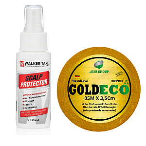 Kit BHS Scalp Protector 60ml + Fita Adesiva Capilar Goldeco 5 mt x 3.5cm Prótese Capilar Silicone Hibrida , Peruca , Aplique Hair