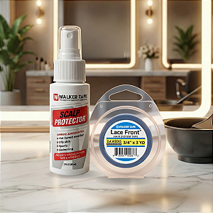 Kit Proteção E Fixação - Scalp Protector 60ml, Fita Adesiva Azul Lace Front 3 Yards x 1.9cm