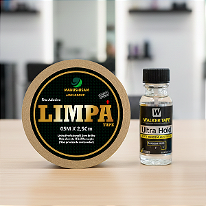 Kit Fixação Total - Fita Adesiva Dupla Face Limpa Tape 1POL X 5MTS + Cola Ultra Hold 15ml