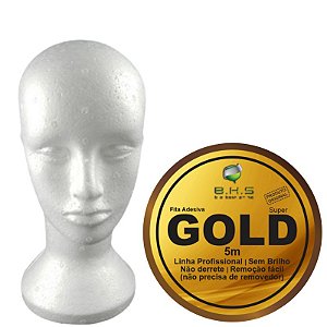 Cabeça de Isopor Feminino para Treino + Fita Adesiva Gold Super 5 metros x 3,5 cm