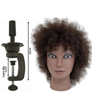 Cabeça de Boneca para Treino Cabelo Humano Afro + Suporte