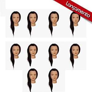 Manequim Feminino Para Treino Cabelo Humano e Sintético 40cm - Loiro Escuro 10 unidades