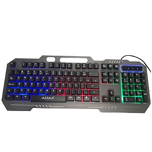 Teclado Gamer Semi Mecânico Iluminado Para Jogos USB LED RGB Padrão ABNT2 Com Fio