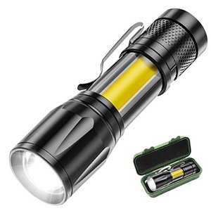 Mini Lanterna Tatica Alumínio Super Forte Recarregável Com LED Cree E Zoom Carregamento USB