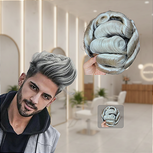 Prótese Capilar Micropele 20X25 cm Loiro Platinado Raiz Esfumada 130% Densidade