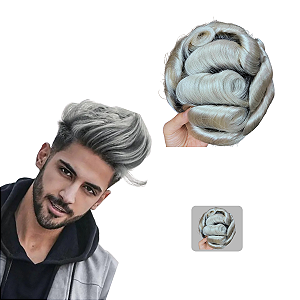 Prótese Capilar Micropele 20X25 cm Loiro Platinado Raiz Esfumada 130% Densidade