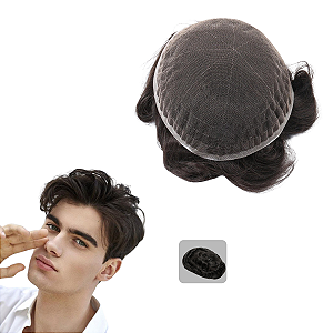 Prótese Capilar HD Full Lace Base Transpirável #1B Castanho Escuro 20x25 cm 110% Densidade