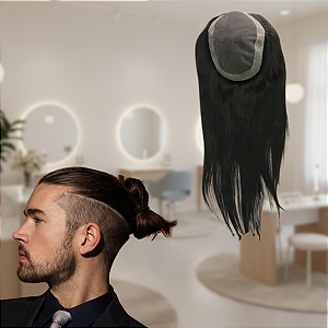 Prótese Capilar Masculina Base Respirável Cor Castanho Escuro 18x23cm 110% Densidade 30cm