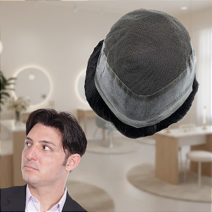 Prótese Capilar Masculina Transpirável #3 Castanho Claro 20x25cm 110% Densidade