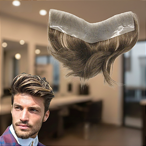 Franja Frontal Unissex Base Silicone Cor Loiro Mate Fios Naturais 2,5cm x 16cm