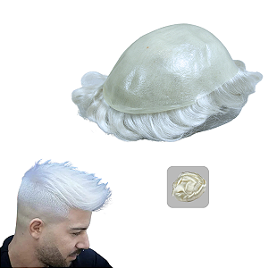 Prótese Capilar Masculina Base Micropele 100% Grisalho 20X25cm 100% Densidade