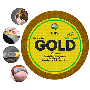 Fita Adesiva Capilar 25m x 4,0cm Gold Super Power Dupla Não Derrete  Protese Capilar Silicone Hibrida , Peruca , Aplique Hair , BHS