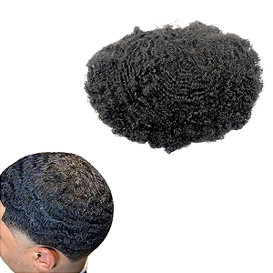 Prótese Capilar Masculina Afro Micropele #1B Castanho Escuro 20x25 cm 120% Densidade 8mm