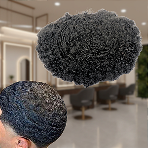 Prótese Capilar Masculina Afro Micropele #1B Castanho Escuro 20x25 cm 120% Densidade 8mm