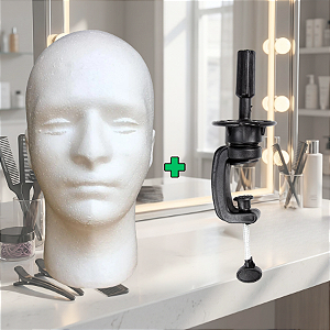 Kit Treino - Manequim Masculino De Isopor Para Treino Ou Exposição + Suporte De Mesa Para Cabeça
