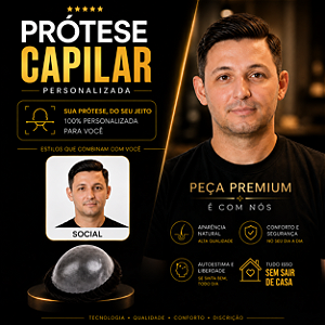 Prótese Capilar Pronta Micropele Corte Social Castanhos Escuros e Preto + Kit de Manutenção Grátis