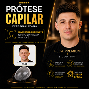 Prótese Capilar Pronta Micropele Corte Fade Castanhos Escuros e Preto + Kit de Manutenção Grátis