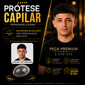 Prótese Capilar Pronta Micropele Corte Caesar Texturizado Castanhos Escuros e Preto + Kit de Manutenção Grátis