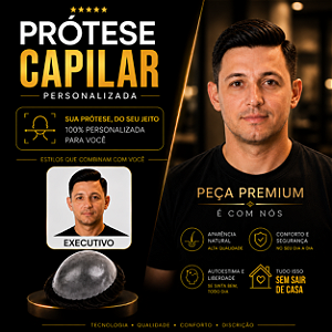 Prótese Capilar Pronta Micropele Corte Executivo Castanhos Escuros e Preto + Kit de Manutenção Grátis