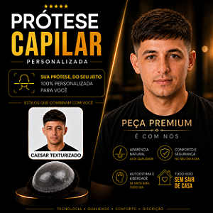 Prótese Capilar Pronta Micropele Corte Caesar Texturizado Castanhos Médios e Claros + Kit de Manutenção Grátis