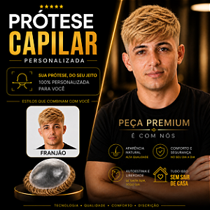 Prótese Capilar Pronta Micropele Corte Franjão Loiros + Kit de Manutenção Grátis