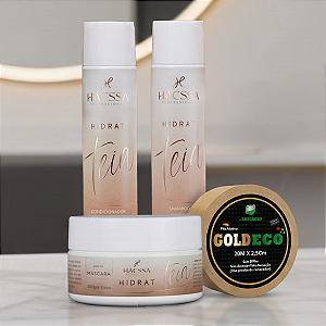 Kit Tratamento Profissional - Shampoo e Condicionador Hacssá + Fita Adesiva Gold Eco 20m x 2,5cm