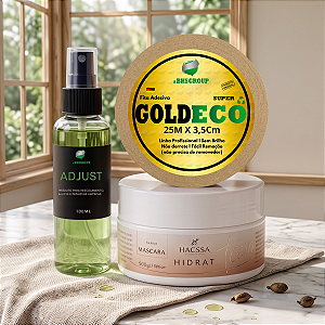 Kit Tratamento Profissional - Máscara Capilar De Hidratação + Gold Eco 25m x 3,5cm + Removedor Adjust 100ml