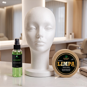 Kit Primeiros Passos - Fita Capilar Adesiva Limpa Tape 10m X 2,5cm + Removedor Adjust 100ml + Manequim Cabeça De Isopor