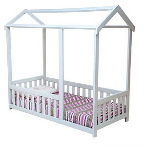 Cama Infantil Montessoriano Com Grade Nina - Branco