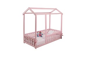 Cama Infantil Montessoriano Com Grade Nina - Rosa
