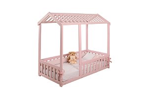 Cama Infantil Montessoriano Com Grade Bruna - Rosa
