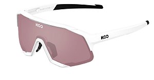 OCULOS KOO DEMOS ARMACAO BRANCA E COR DA LENTE ROSA FOTOCROMATICA