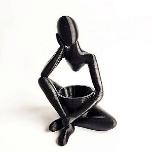 Escultura com vaso para suculentas - postura reflexiva