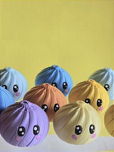 Pãozinho Japonês Articulado Antiestresse Kawaii com Cestinho Porta Brinquedo Sensorial Decorativo