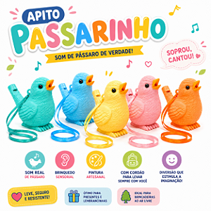 Brinquedo apito Passarinho Infantil Som de Pássaro Brinquedo musical Sensorial material plástico