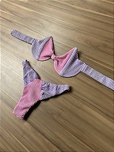 Biquíni Bicolor Texturizado Rosa/Lilás