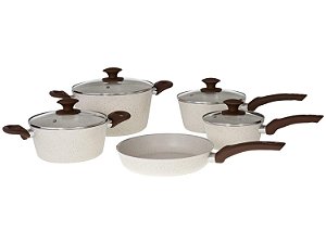 Jogo de Panelas Brinox Revestimento Cerâmico - de Alumínio Vanilla 5 Peças 4,5mm