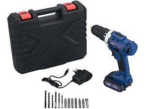 Furadeira e Parafusadeira a Bateria 12V - 3/8” com Maleta + 13 Peças Nell