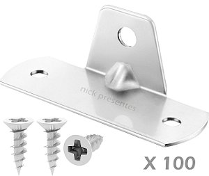 Kit Cantoneira Zincada 3 Furos Para Fixar Moveis C/ Parafusos