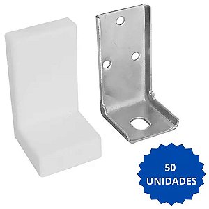 Kit 50 Cantoneiras Suporte Aéreo Fixação Móveis Com Capa Branca