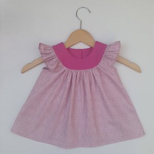 VESTIDO ÍSIS ROSA RAJADO E PINK