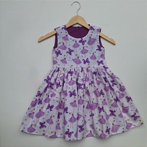 Vestido Vitória Bailarina em cores branco e lilás