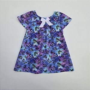 VESTIDO CAROL AZUL NEON BORBOLETAS